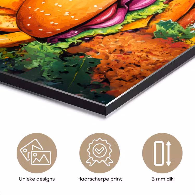 Aluminium schilderij - Fastfood - Graffiti - Hamburger - Eten - Modern — 7