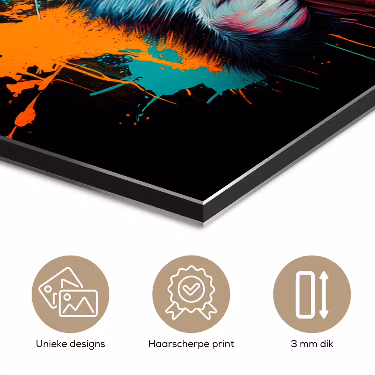 Aluminium schilderij - Kat - Eten - Patat - Graffiti - Abstract — 7