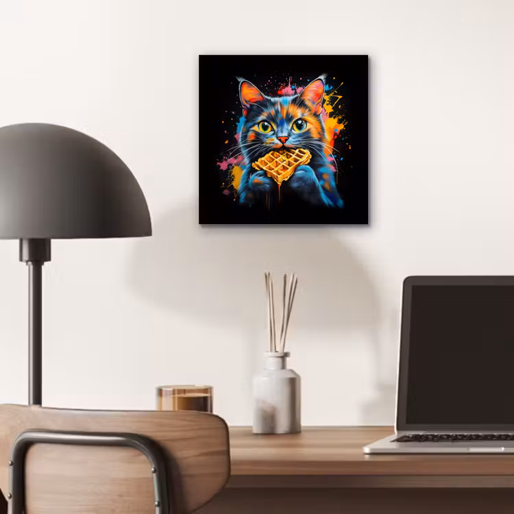 Aluminium schilderij - Kat - Graffiti - Kleurrijk - Wafel - Eten — 6