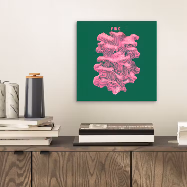 Aluminium schilderij - Abstract - Pink - Lijnen - Groen — 2