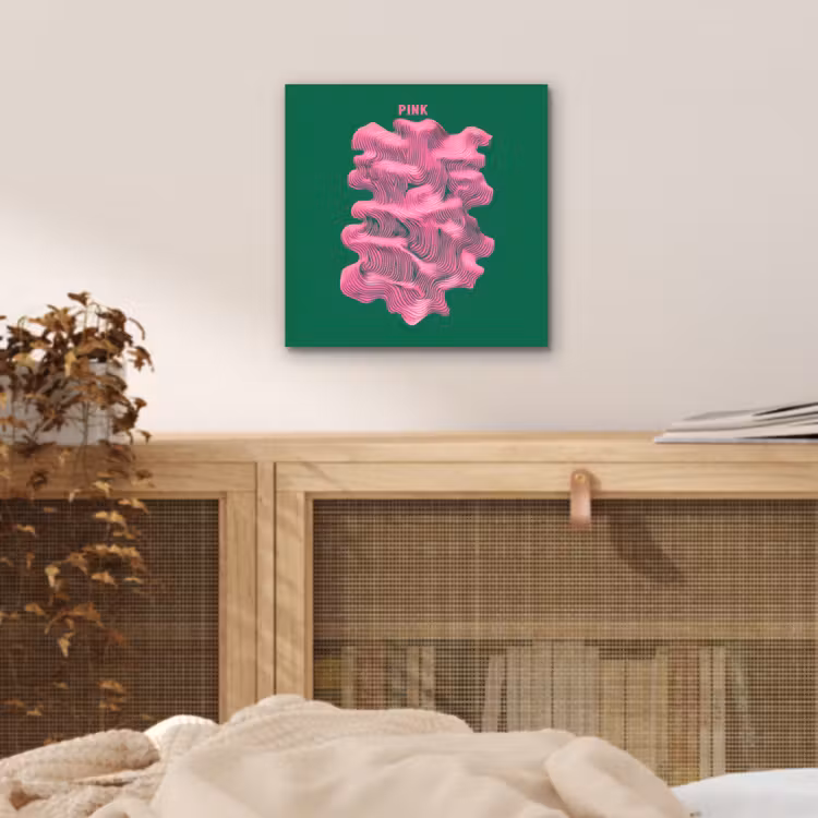 Aluminium schilderij - Abstract - Pink - Lijnen - Groen — 4