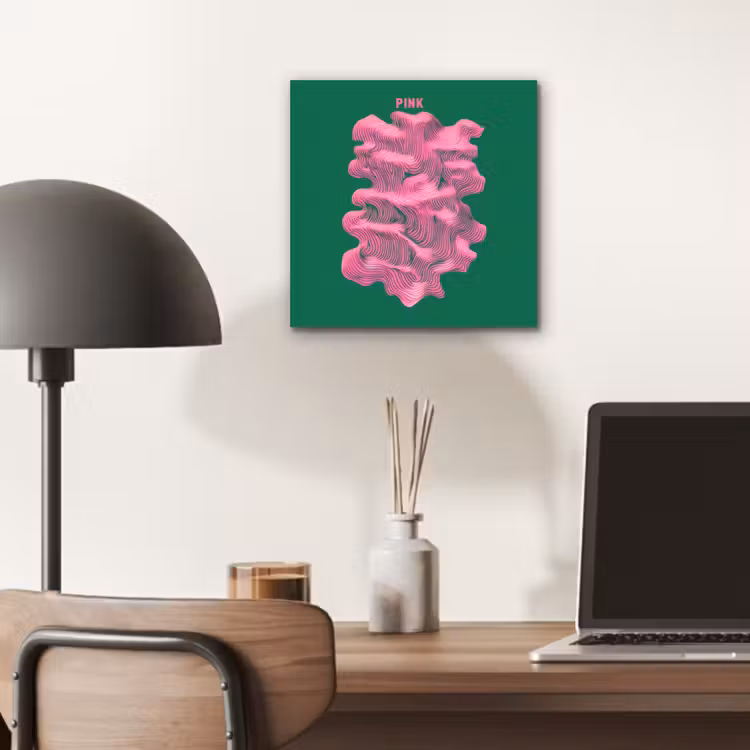 Aluminium schilderij - Abstract - Pink - Lijnen - Groen — 6