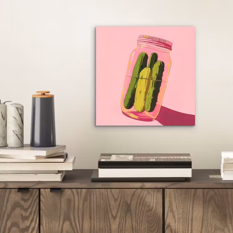 Aluminium schilderij - Augurken - Pot - Schaduw - Roze — 2