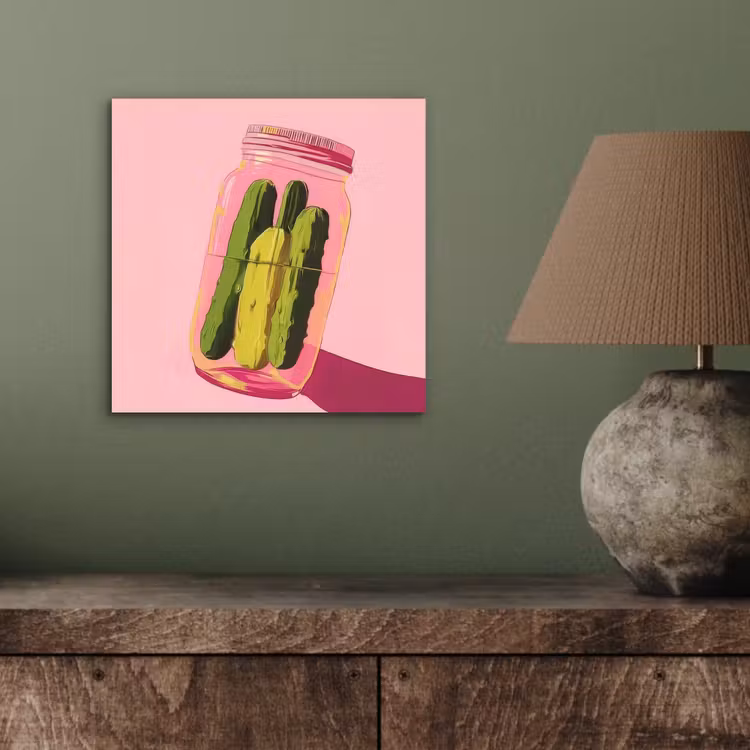 Aluminium schilderij - Augurken - Pot - Schaduw - Roze — 3