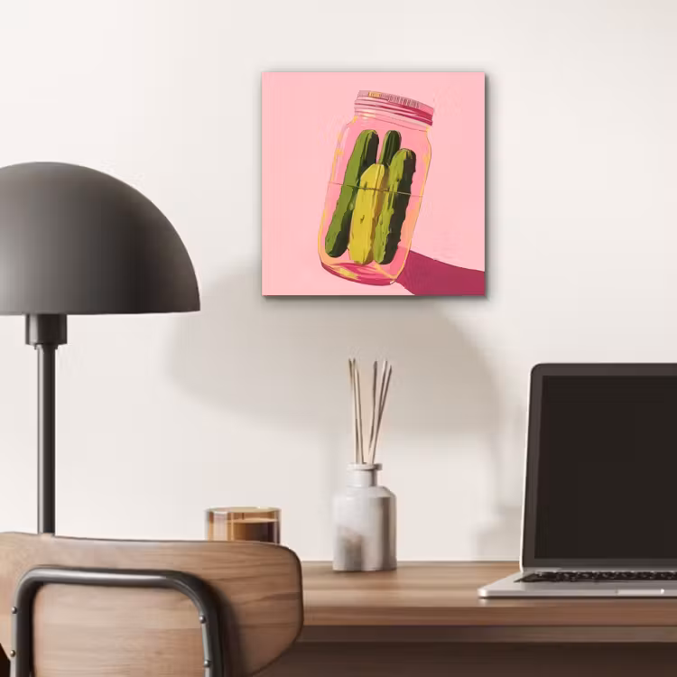 Aluminium schilderij - Augurken - Pot - Schaduw - Roze — 6