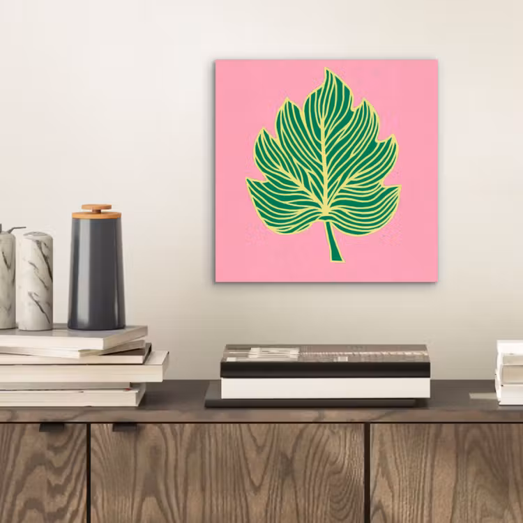 Aluminium schilderij - Blad - Groen - Illustratie - Minimalistisch — 2