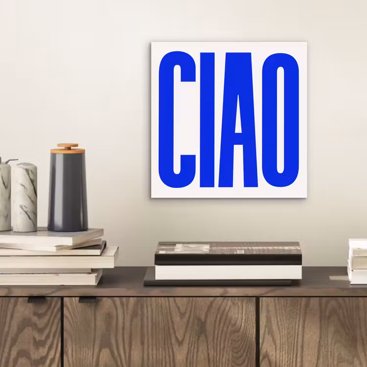Aluminium schilderij - Ciao - Hoofdletters - Blauw - Minimalistisch — 2