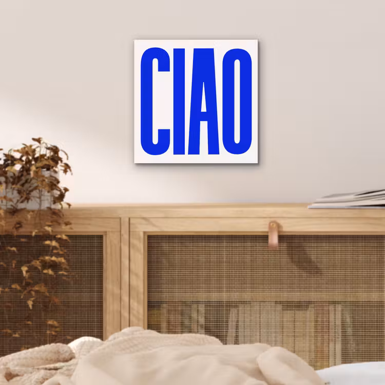 Aluminium schilderij - Ciao - Hoofdletters - Blauw - Minimalistisch — 4