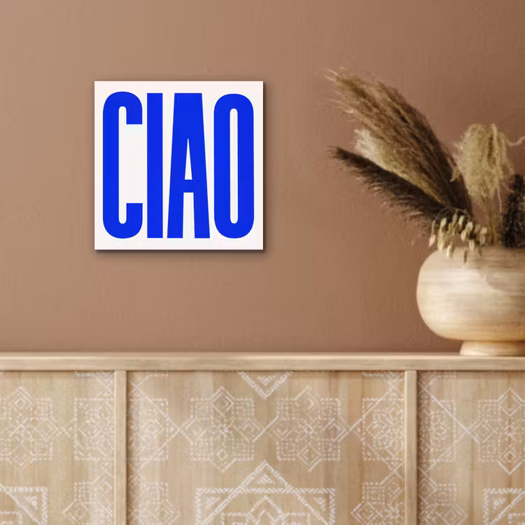 Aluminium schilderij - Ciao - Hoofdletters - Blauw - Minimalistisch — 5