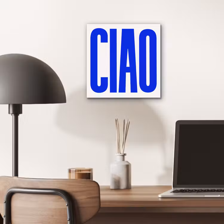 Aluminium schilderij - Ciao - Hoofdletters - Blauw - Minimalistisch — 6