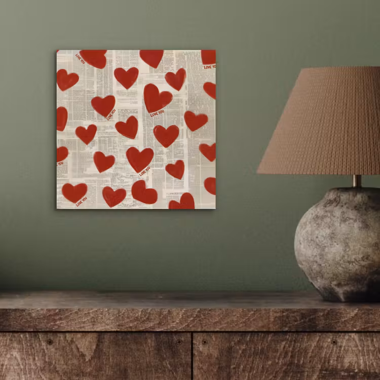 Aluminium schilderij - Hartjes - Krant - Loveyou — 3