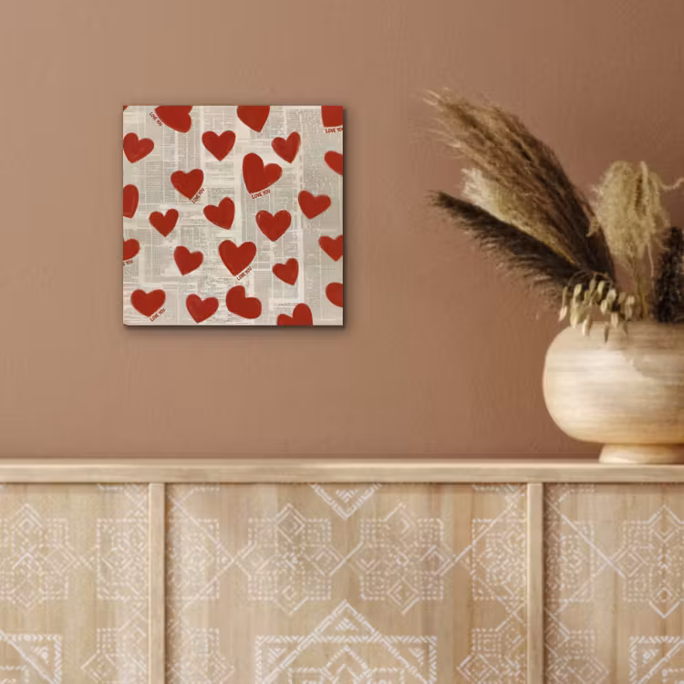 Aluminium schilderij - Hartjes - Krant - Loveyou — 5