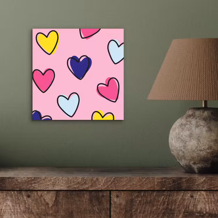 Aluminium schilderij - Hartjes - Valentijn - Patroon - Kleurrijk — 3