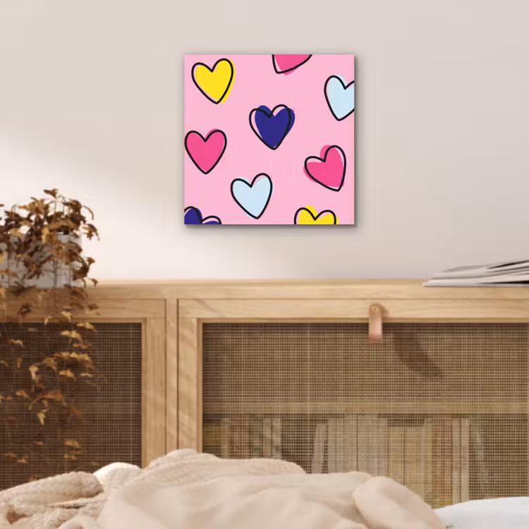Aluminium schilderij - Hartjes - Valentijn - Patroon - Kleurrijk — 4