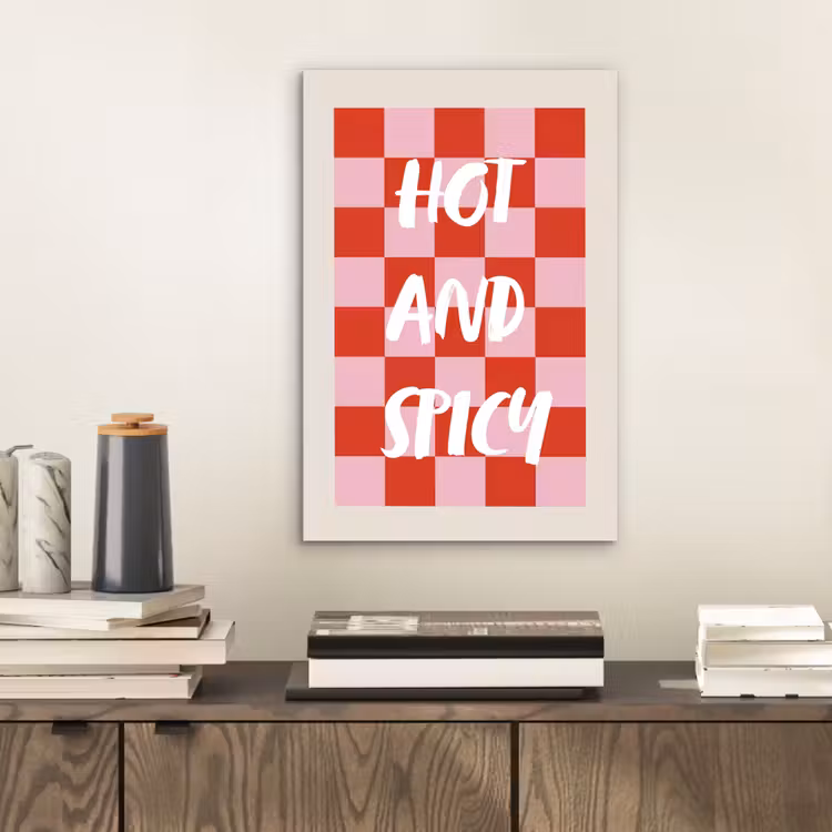 Aluminium schilderij - Hot - Spicy - Geruit - Rood — 2