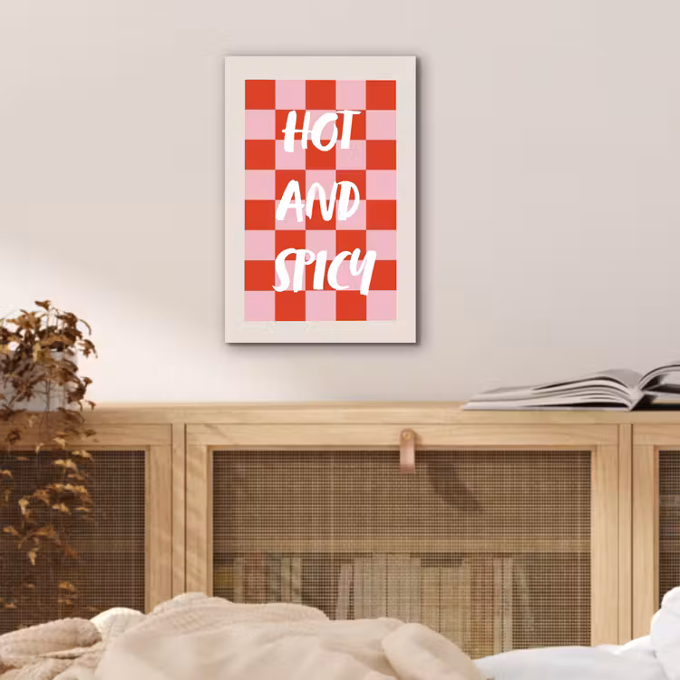 Aluminium schilderij - Hot - Spicy - Geruit - Rood — 4