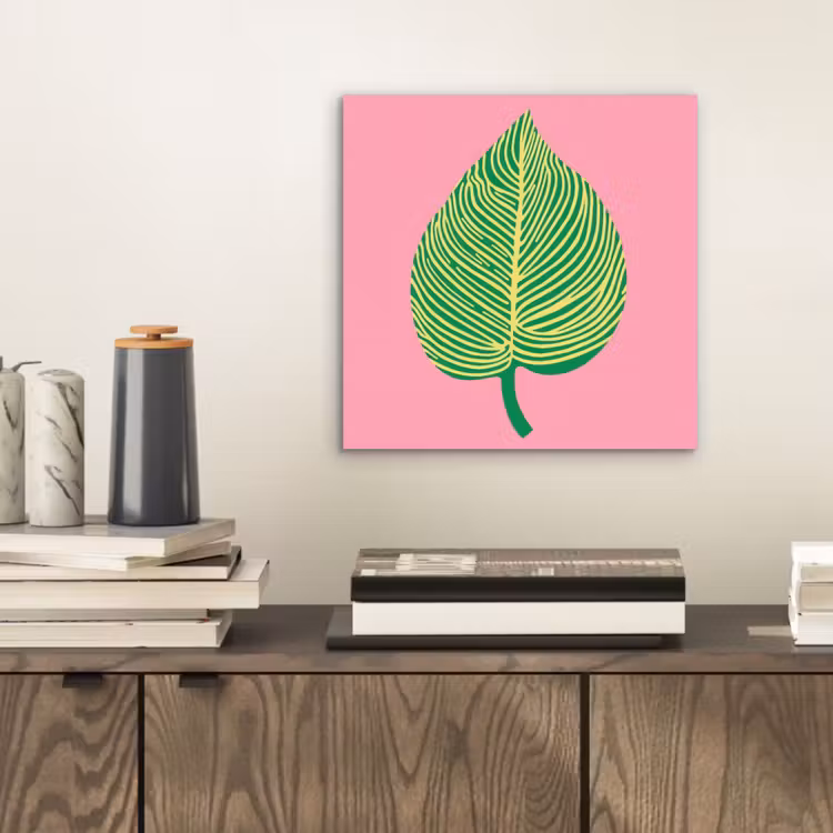 Aluminium schilderij - Illustratie - Blad - Minimalistisch - Groen — 2