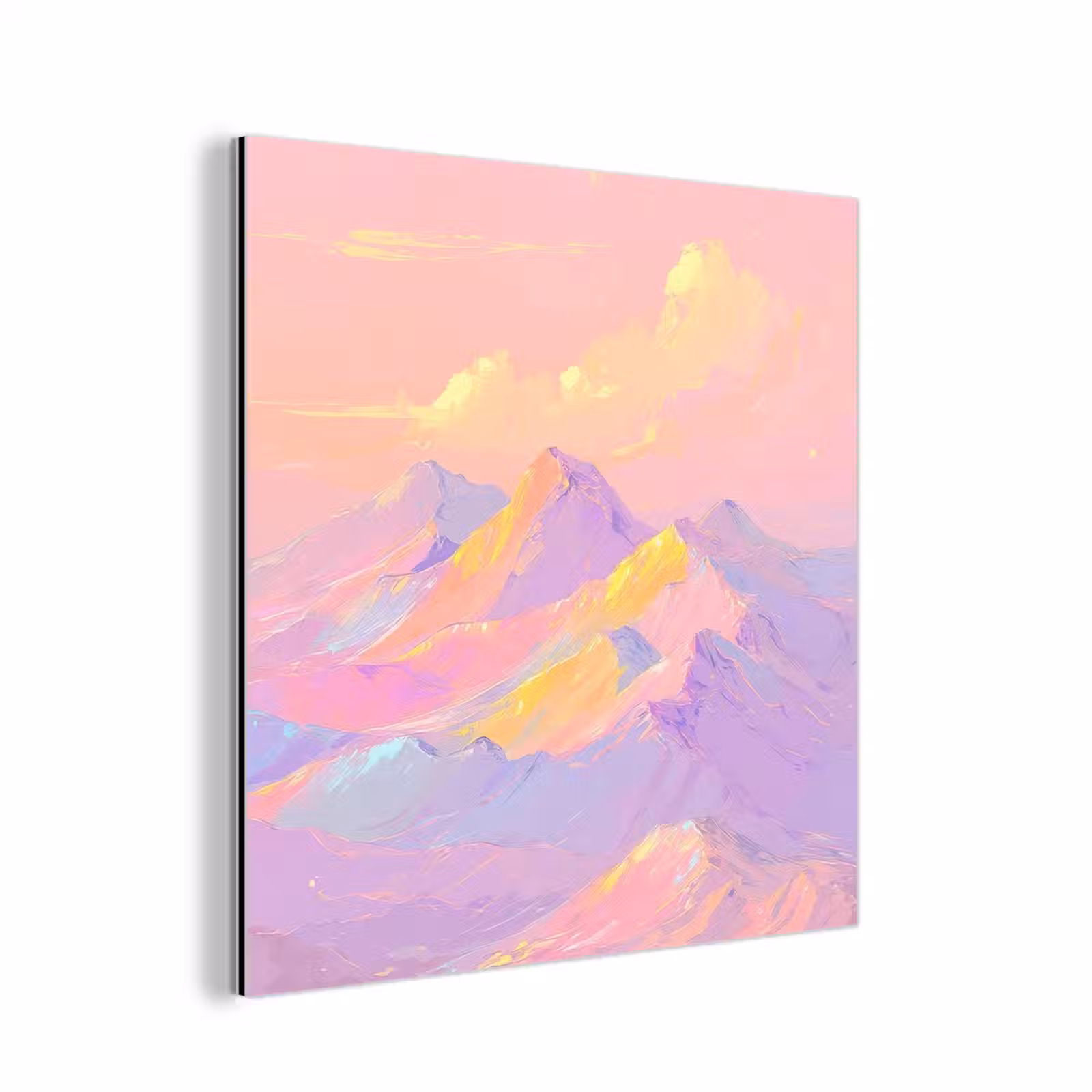 Aluminium schilderij - Bergtoppen - Wolken - Dromerig — 1
