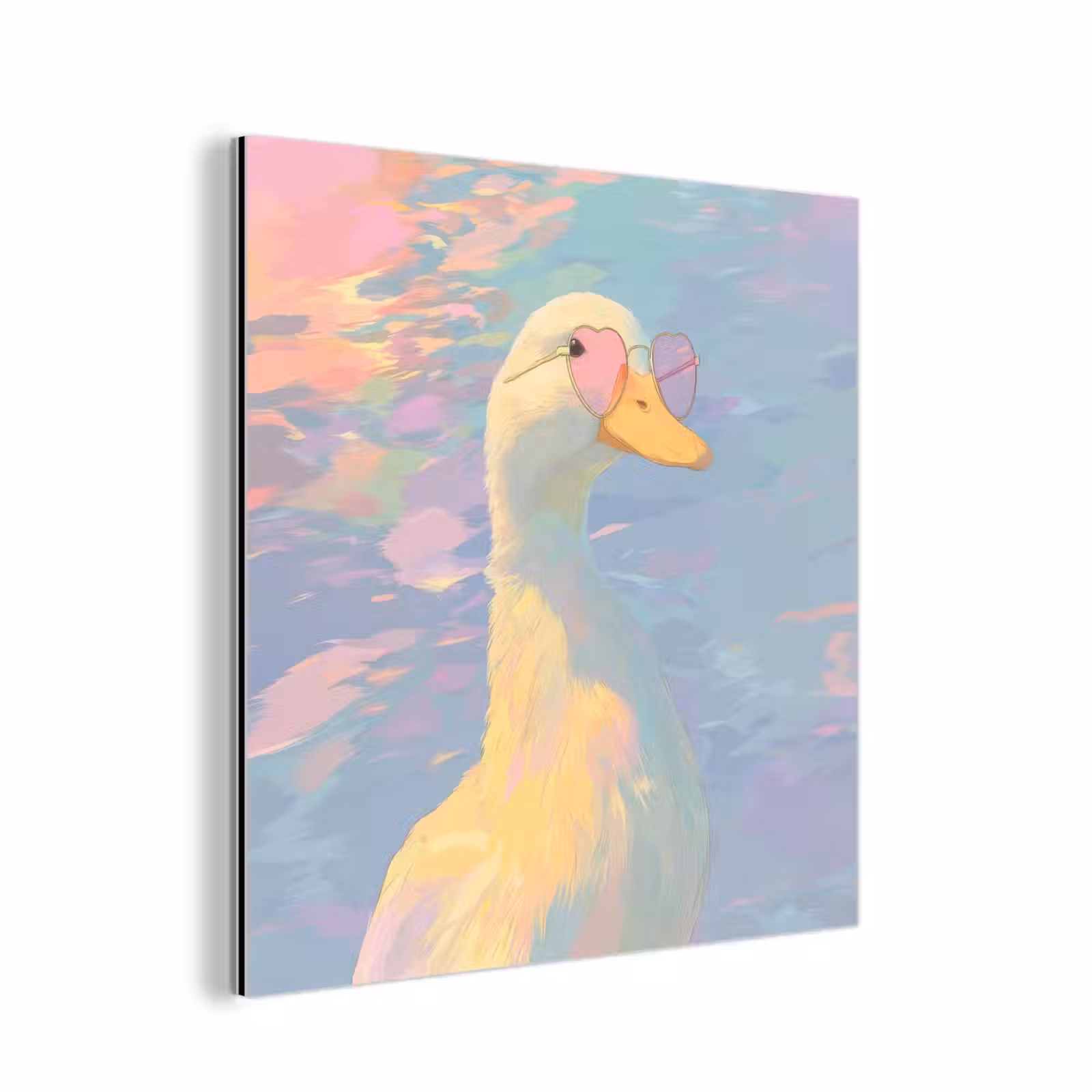 Aluminium schilderij - Eend - Zonnebril - Water — 1