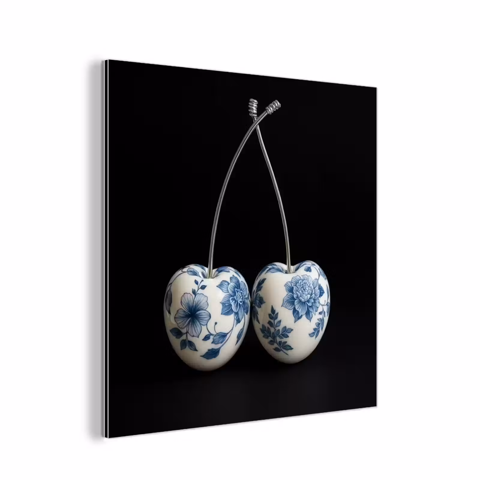 Aluminium schilderij - Kersen - Delfts blauw - Fruit — 1