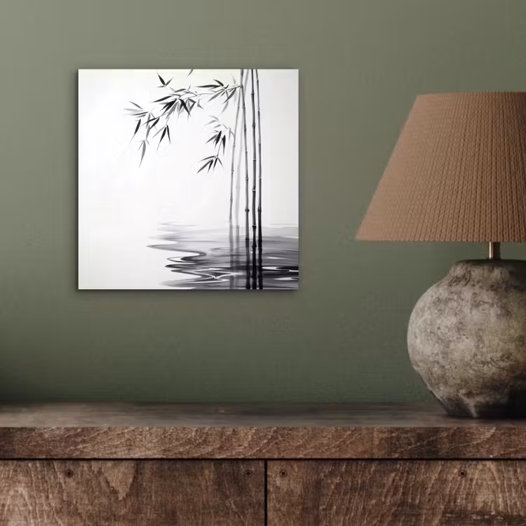 Aluminium schilderij - Bamboestammen - Water - Minimalistisch - Wit — 3