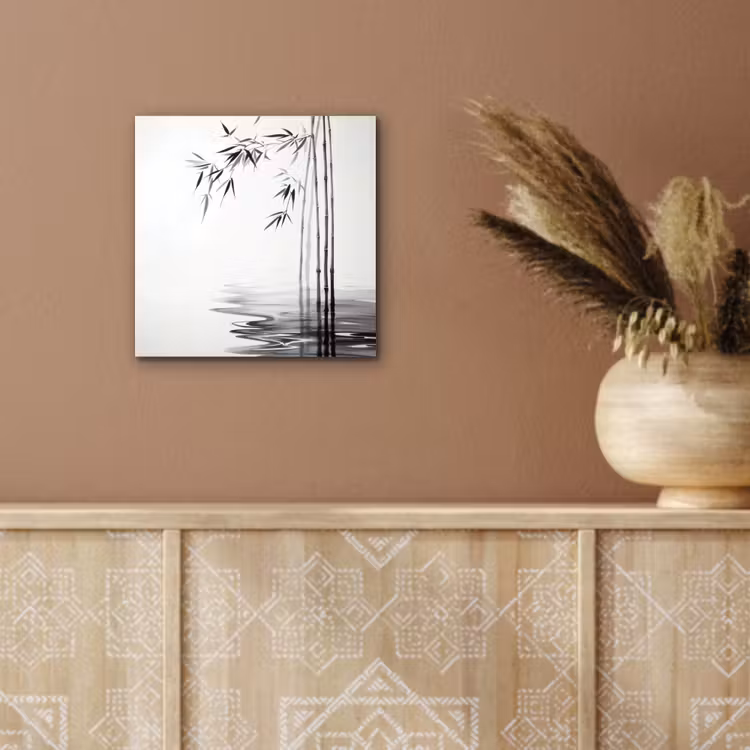 Aluminium schilderij - Bamboestammen - Water - Minimalistisch - Wit — 5