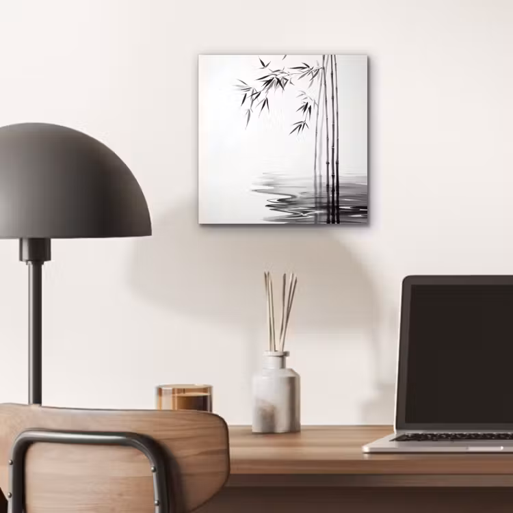 Aluminium schilderij - Bamboestammen - Water - Minimalistisch - Wit — 6