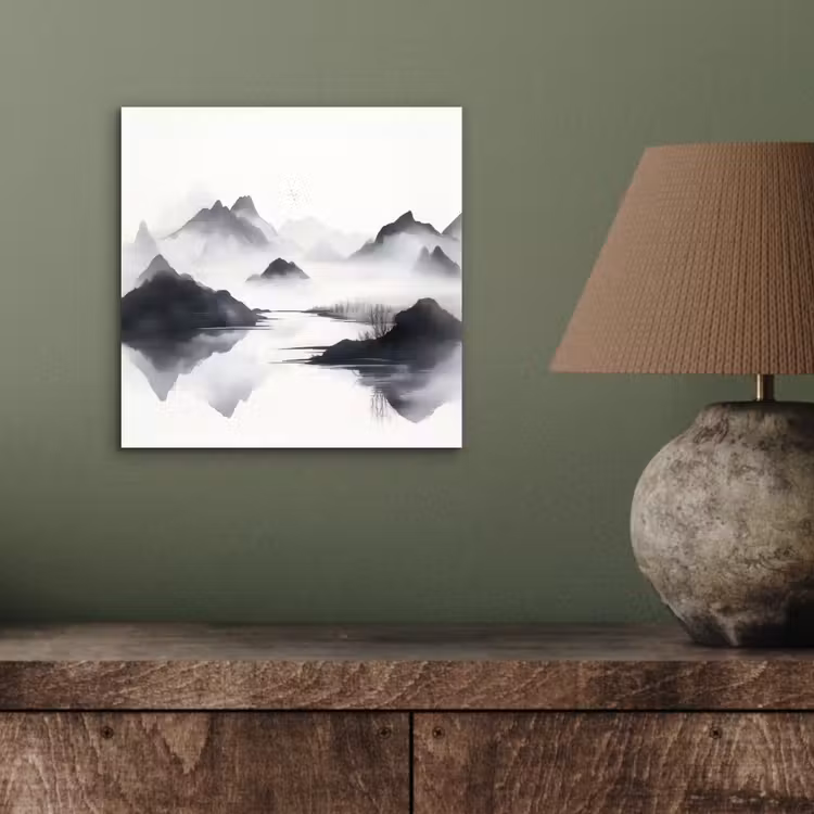 Aluminium schilderij - Bergen - Mistig - Water - Wit — 3