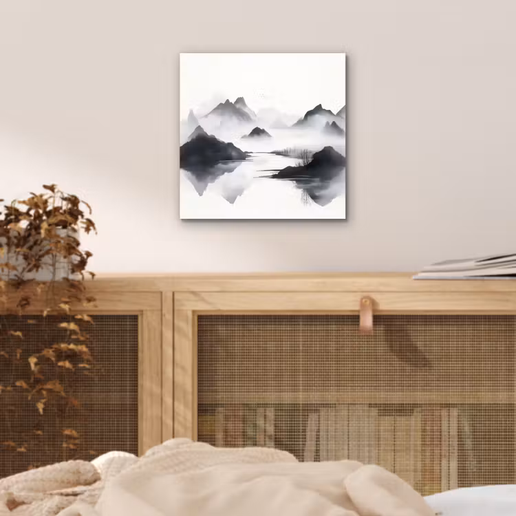 Aluminium schilderij - Bergen - Mistig - Water - Wit — 4