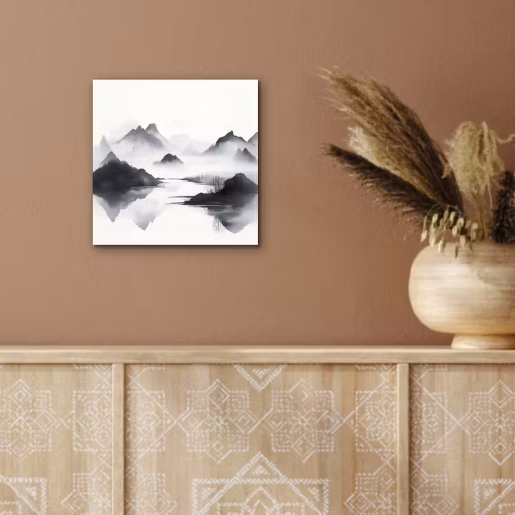 Aluminium schilderij - Bergen - Mistig - Water - Wit — 5