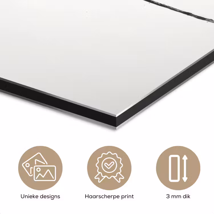 Aluminium schilderij - Bladeren - Zwart - Lotusbloem - Minimalitisch — 7