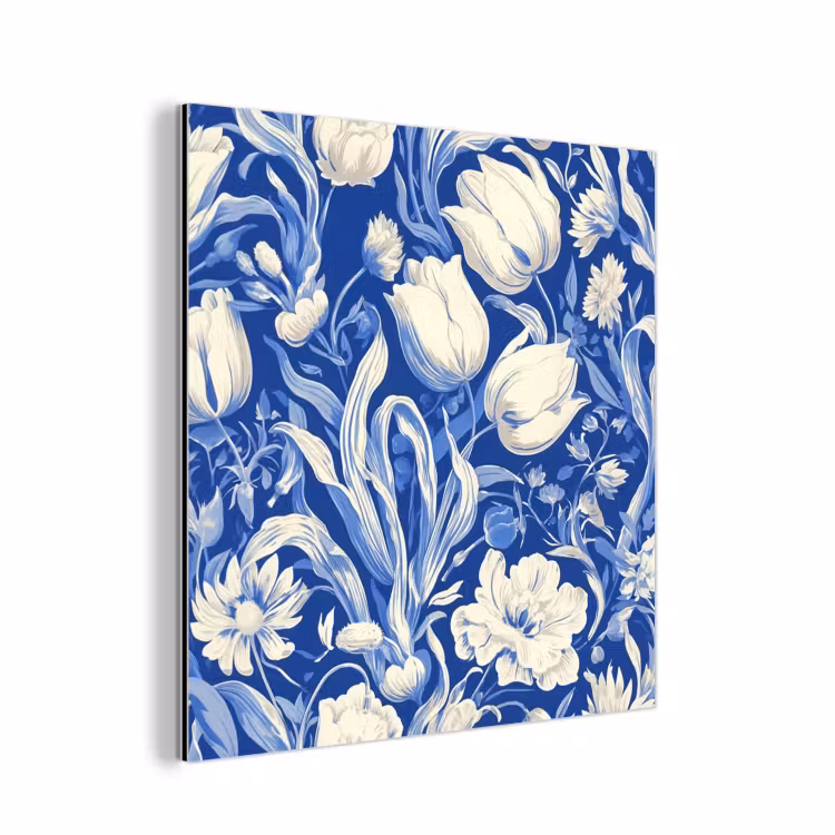 Aluminium schilderij - Bloemen - Delfts Blauw - Patroon - Tulp — 1