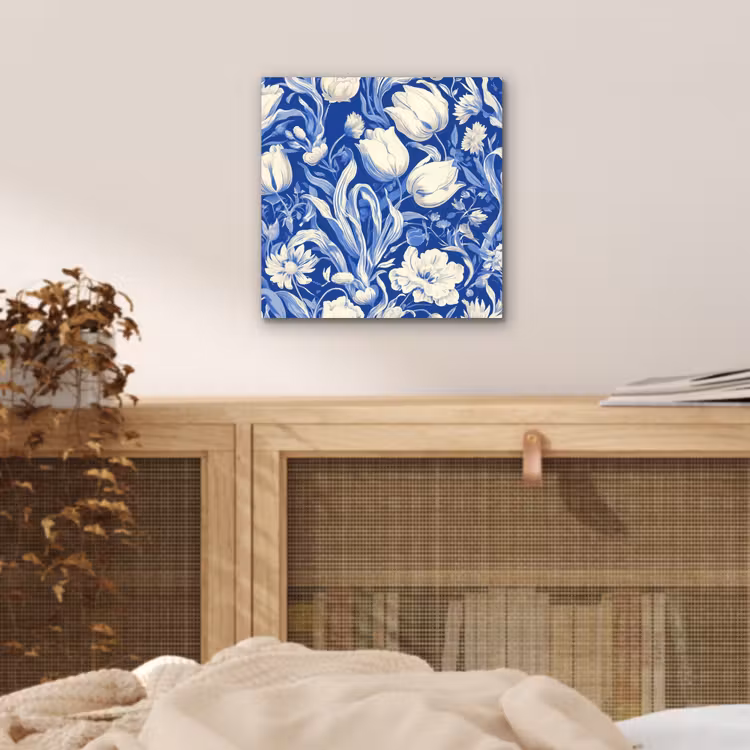 Aluminium schilderij - Bloemen - Delfts Blauw - Patroon - Tulp — 4
