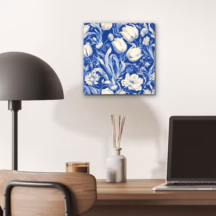 Aluminium schilderij - Bloemen - Delfts Blauw - Patroon - Tulp — 6