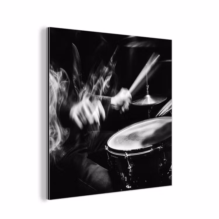 Aluminium schilderij - Drummer - Zwart - Drumstel — 1