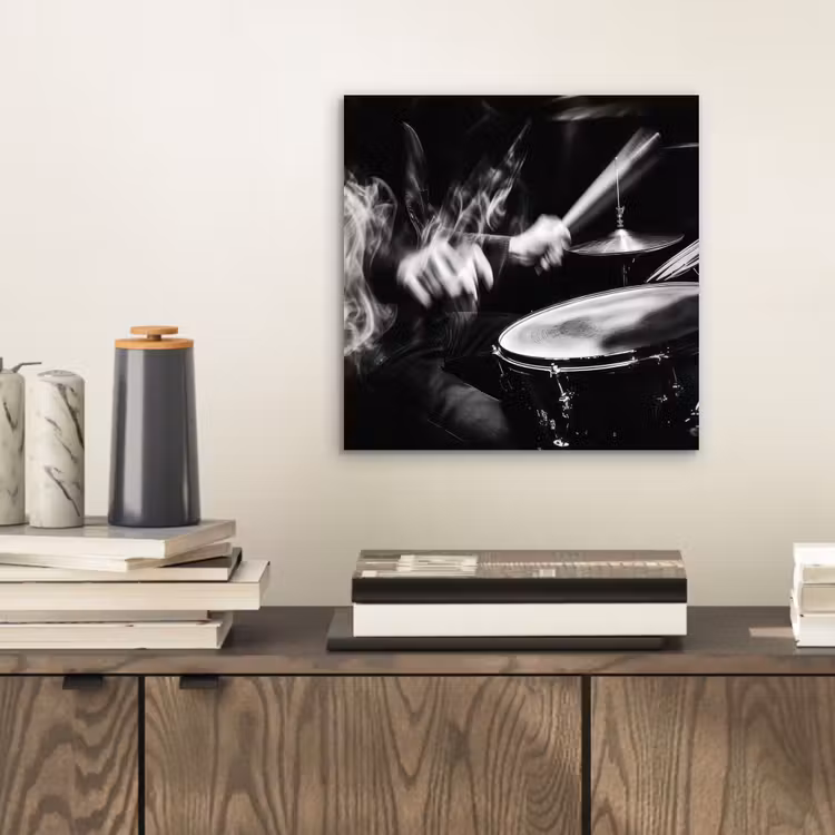 Aluminium schilderij - Drummer - Zwart - Drumstel — 2