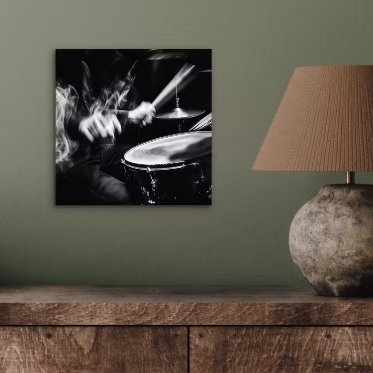 Aluminium schilderij - Drummer - Zwart - Drumstel — 3