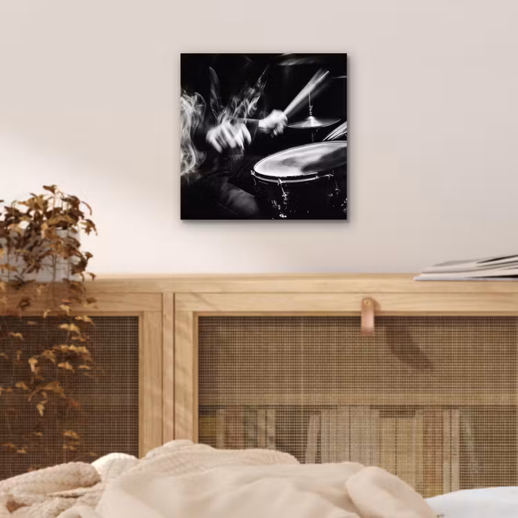 Aluminium schilderij - Drummer - Zwart - Drumstel — 4