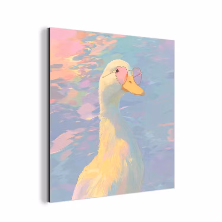 Aluminium schilderij - Eend - Zonnebril - Water — 1