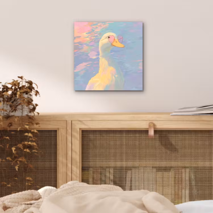 Aluminium schilderij - Eend - Zonnebril - Water — 4