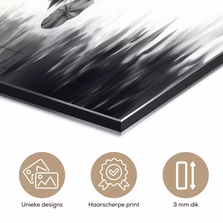 Aluminium schilderij - Eenden - Waterlelies - Riet - Zwart — 7