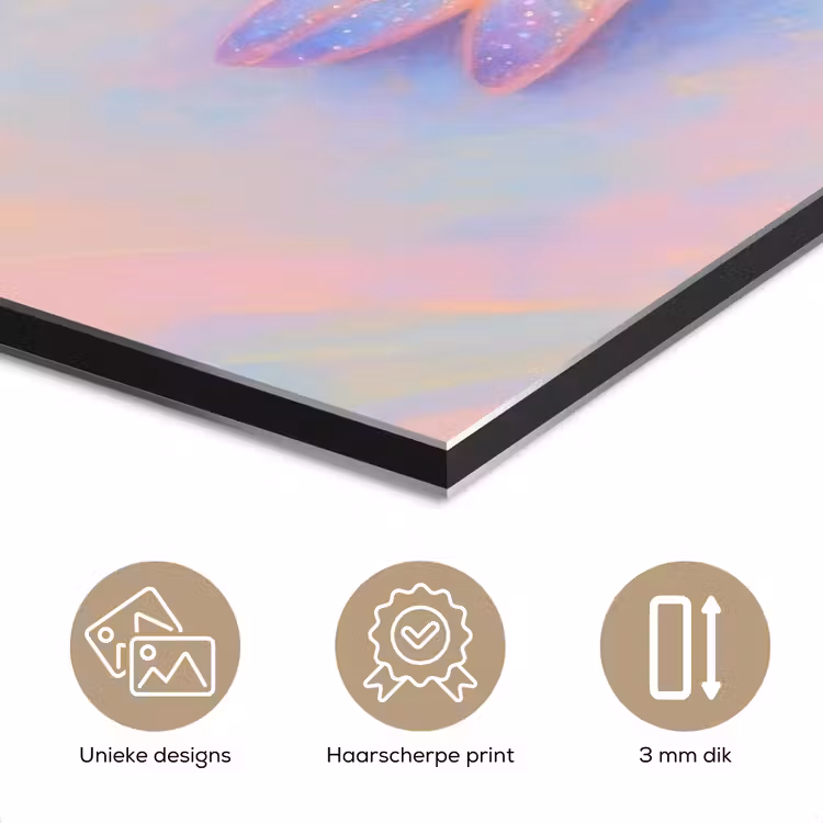 Aluminium schilderij - Garnaal - Subtiele structuur - Blauw - Roze — 7