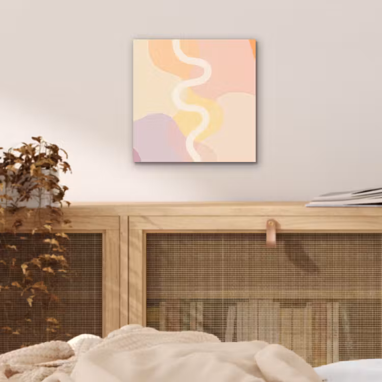 Aluminium schilderij - Golvende vormen - Abstract - pastel — 4