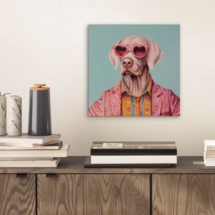 Aluminium schilderij - Hond - Overhemd - Bloemen - Bril — 2