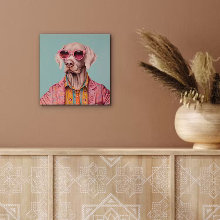 Aluminium schilderij - Hond - Overhemd - Bloemen - Bril — 5
