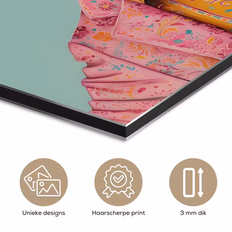 Aluminium schilderij - Hond - Overhemd - Bloemen - Bril — 7