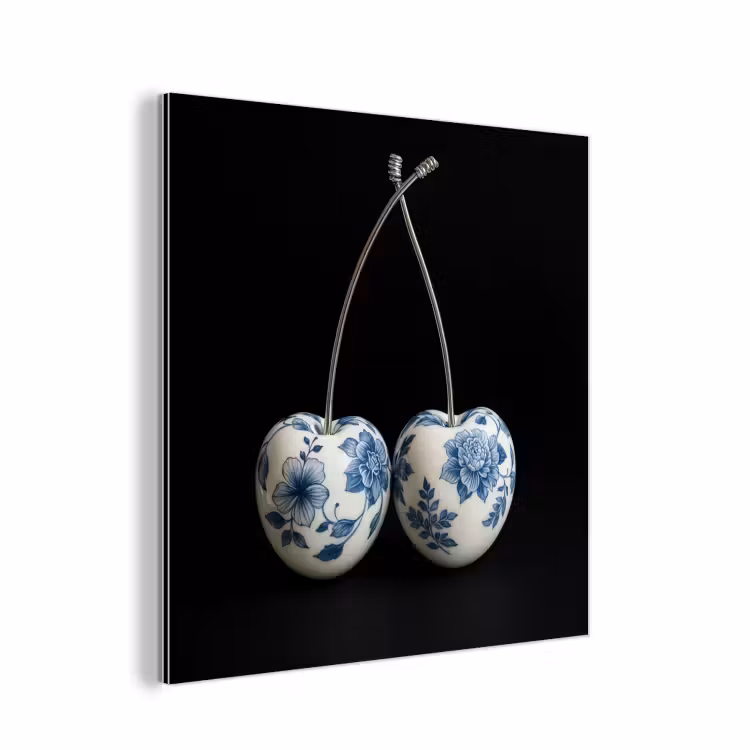Aluminium schilderij - Kersen - Delfts blauw - Fruit — 1