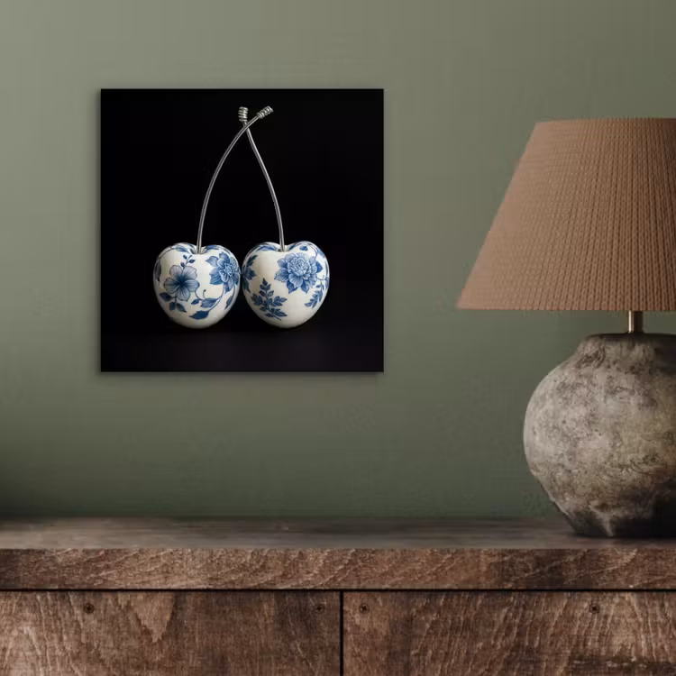 Aluminium schilderij - Kersen - Delfts blauw - Fruit — 3
