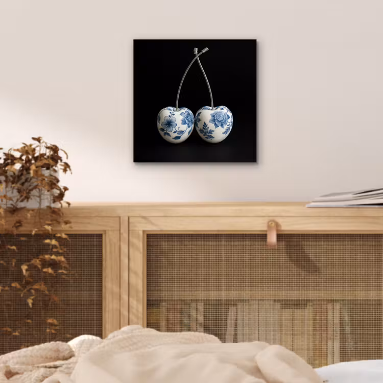 Aluminium schilderij - Kersen - Delfts blauw - Fruit — 4