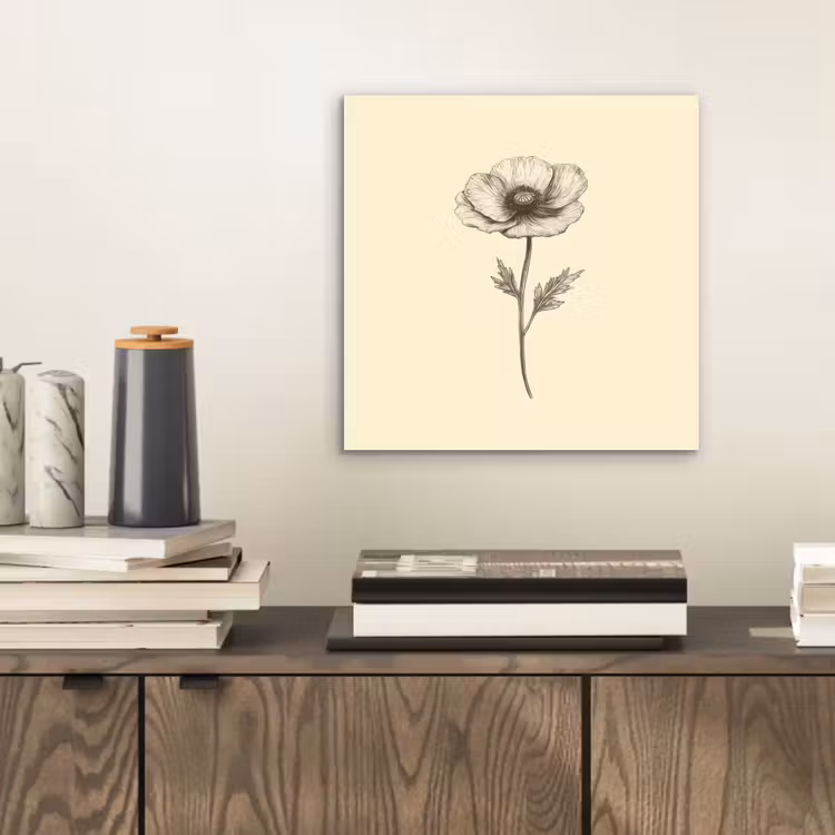 Aluminium schilderij - Klaproos - Illustratie - Zwart — 2